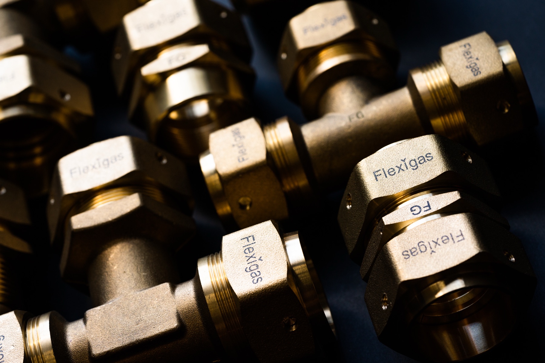 Flexigas brass fittings and adapters for connecting to other pipework