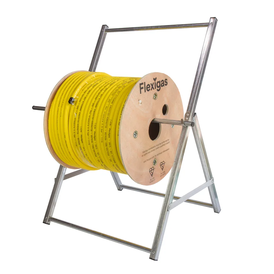 Flexigas CSST yellow corrugated stainless steel gas pipe on a spool